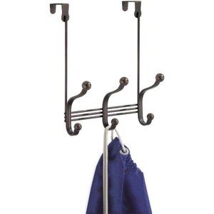 Over Door Hook Rack 3 Hook Metal Organizer Bronze Coat Hat Robe Towel Holder